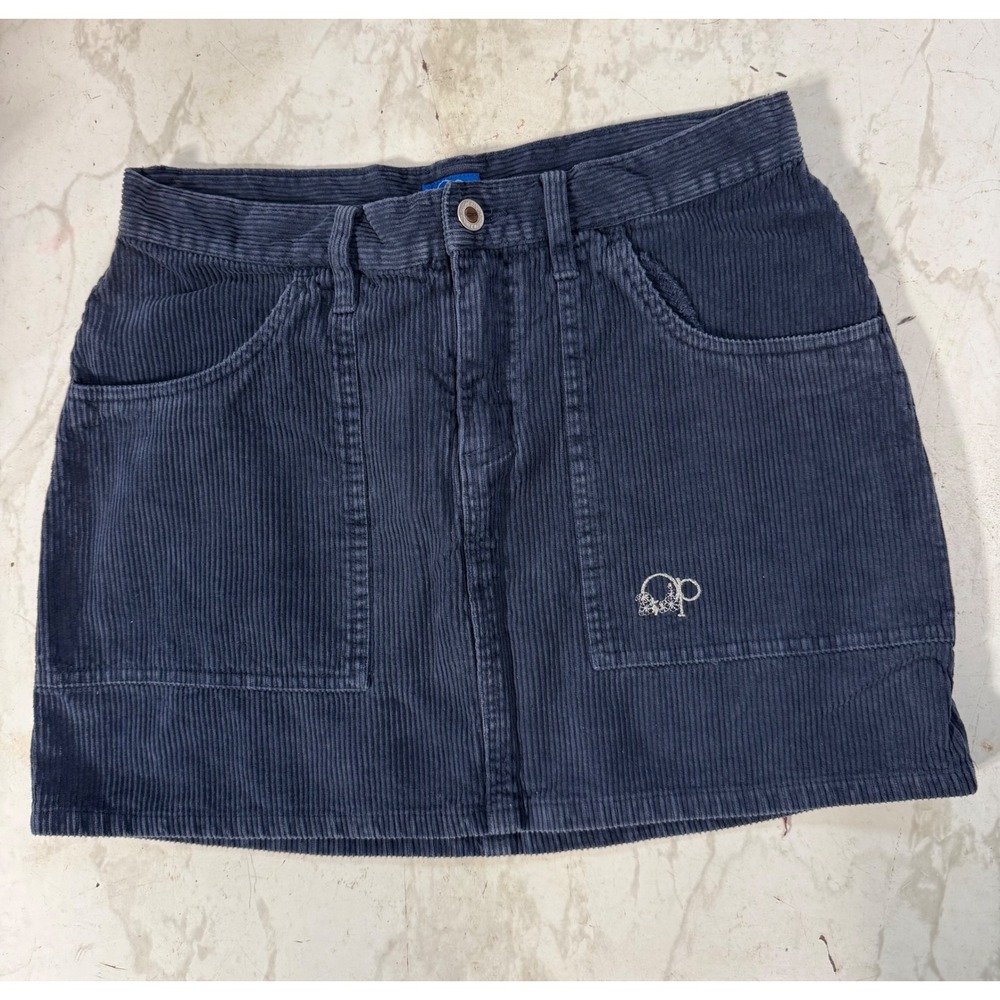 Vintage Y2k Ocean Pacific Corduroy Skirt Womens 9 Navy Blue Good Vintage Mini